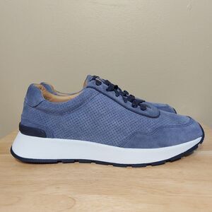 Peter Millar Wayfare Runner Shoes Blue Suede White MF24XF80 Men's Size 11